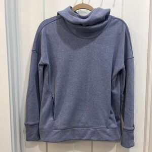 CALIA by Carrie Underwood Effortless Fleece Cowl Neck Hooded Blue Size Small